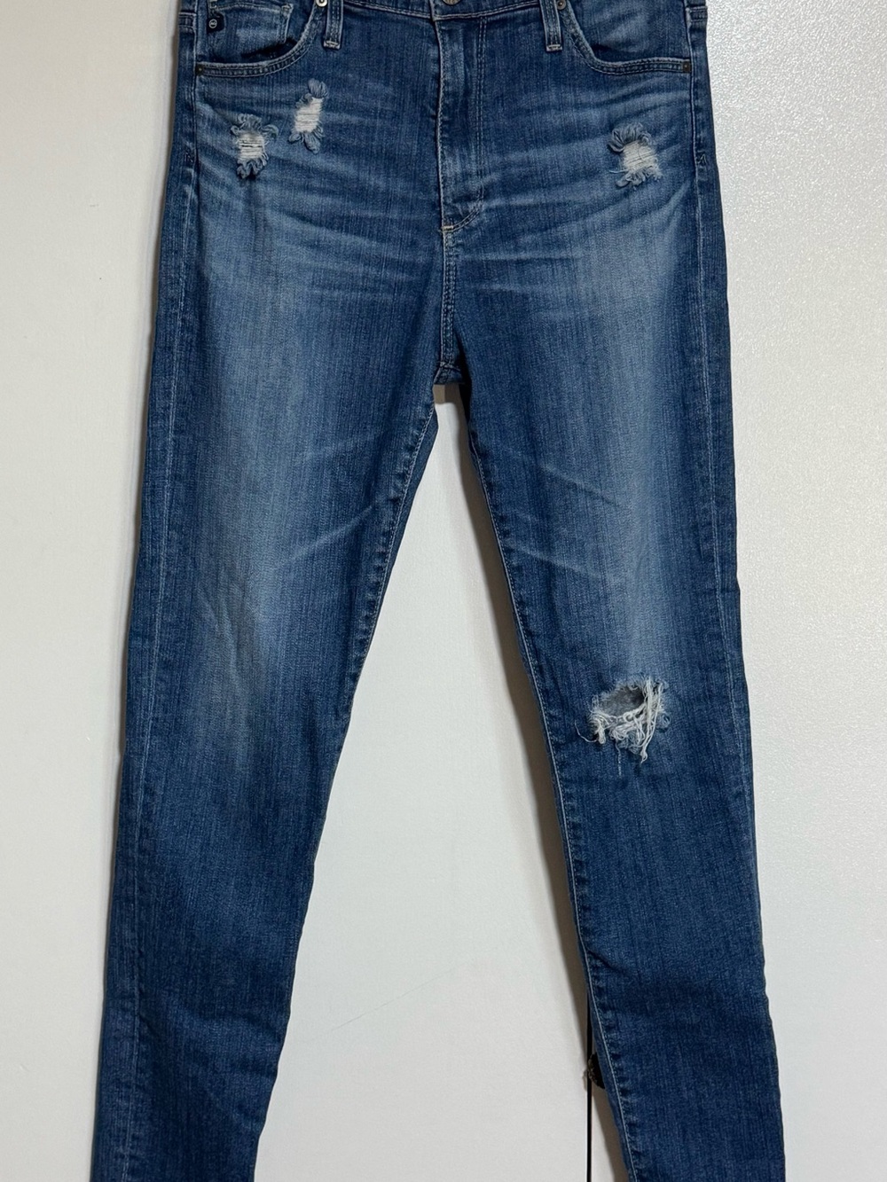 AG Stevie Straight Leg Jeans High Rise Distressed Ankle Blue Wash Size 28 - Picture 2 of 15